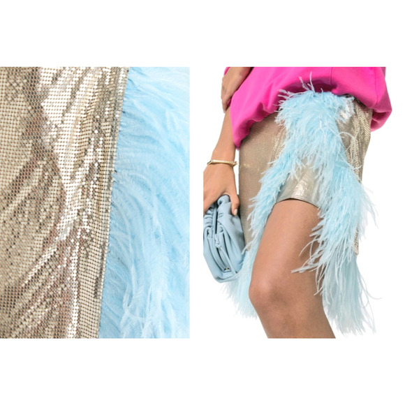 CHRISTOPHER KANE runway feather-paneled chainmail skirt nwt $3,227 it-46 / us-8 - Picture 8 of 14